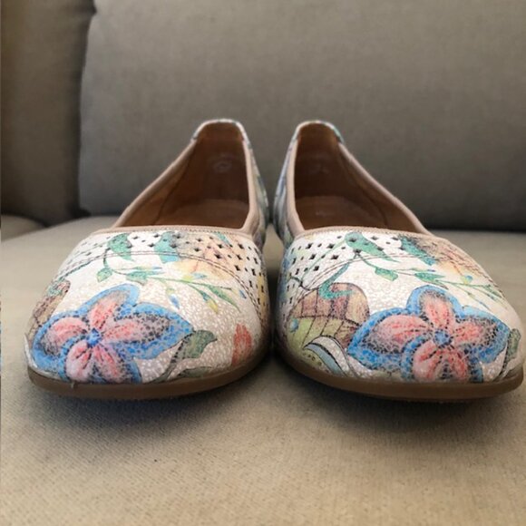 Gabor Rayah Printed Leather Shoes / Ballet Flat / Low Wedge, Size EU 39 / US 8.5 - Picture 5 of 9